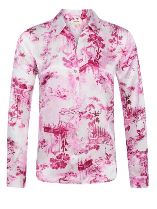 L'AGENCE Tops - L'Agence TYLER Toile Button Front Silk Blouse Porcelain Pink With Tags - Large